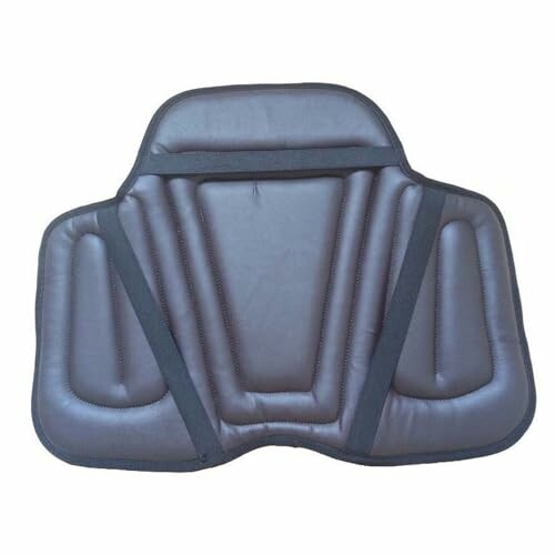 Black cushioned back support pad with straps