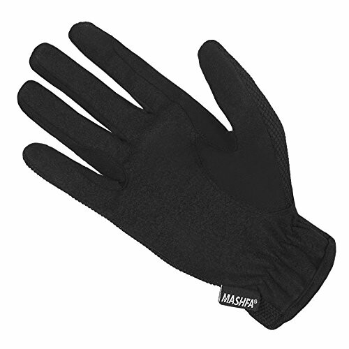 Black glove with label on wrist