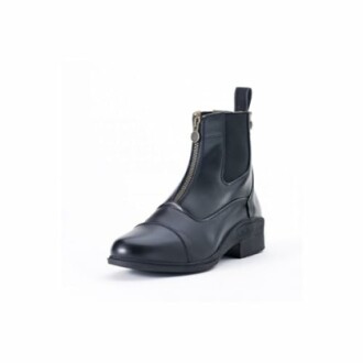 Black leather ankle boot with zipper