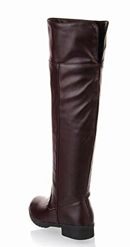 Brown over-the-knee leather boot