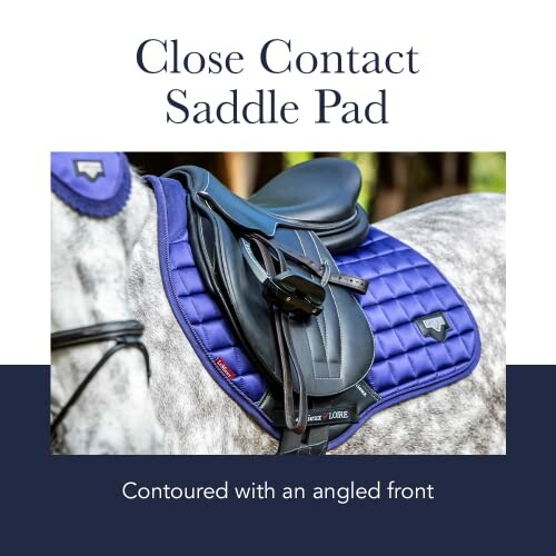 Close contact saddle pad on a horse with contoured angled front.