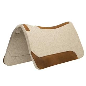 Wool blend felt saddle pad with dimensions and thickness details.