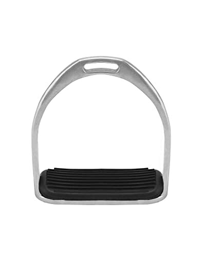 Metal horse stirrup with black rubber grip