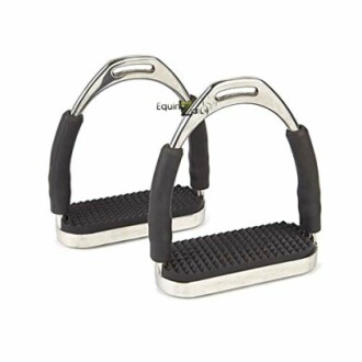 Pair of horse stirrups with rubber grip.