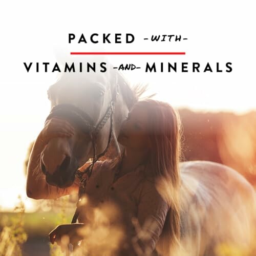 Person with horse, text: Packed with vitamins and minerals